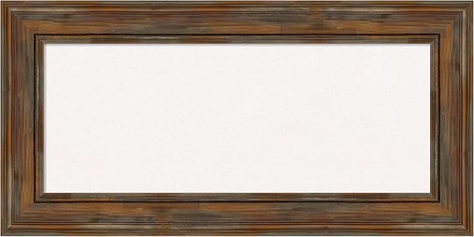 Amanti Art White Cork Board for Wall, 18x36 Vision Board with Brown Wood Frame, Medium Corkboard Office Decor for Home Organization, Country Rustic Corkboard Pinboard to Display Items for Home
