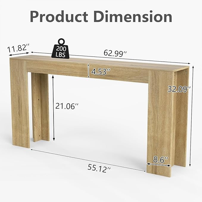 Spaco 63'' Narrow Long Console Table,Farmhouse Entryway Table Sofa Table with Storage,Wood Behind Couch Table for Living Room, Hallway,Foyer