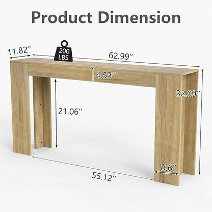Spaco 63'' Narrow Long Console Table,Farmhouse Entryway Table Sofa Table with Storage,Wood Behind Couch Table for Living Room, Hallway,Foyer