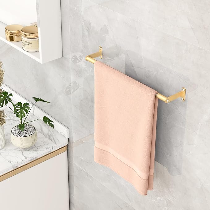 Bath Towel Bars, MKO Gold Towel Bar Towel Holder, Heavy Duty Towel Racks for Bathroom Wall, 16 Inch Single Towel Rods