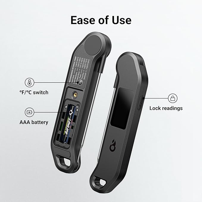 Meat Thermometer Digital, 1 Sec Instant Read, ±0.5℉ Accuracy NIST Certified Food Thermometer, Auto-Rotate, LED Screen, Highly Waterproof Cooking Thermometer for Fathers Day, Gifts for Him Dad Men