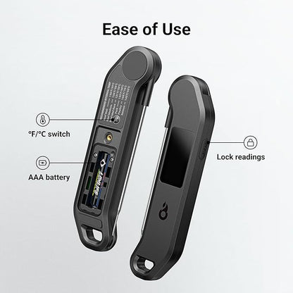 Meat Thermometer Digital, 1 Sec Instant Read, ±0.5℉ Accuracy NIST Certified Food Thermometer, Auto-Rotate, LED Screen, Highly Waterproof Cooking Thermometer for Fathers Day, Gifts for Him Dad Men