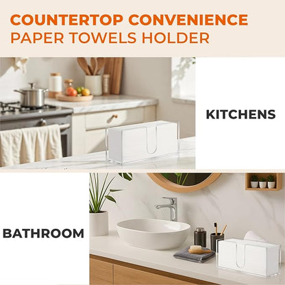 2PACK Paper Towel Holder, Countertop Paper Towel Dispenser Bathroom Paper Hand Towels Dispensers Clear Acrylic Napkin Holder Suitable for Z-fold, C-fold or MultiFold Trifold for Bathroom Kitchen