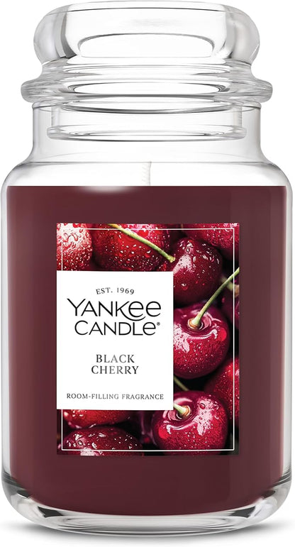 Yankee Candle Black Cherry, Scented Candle, 22oz Large Jar with up to 150 Hour Burn Time, Giftable