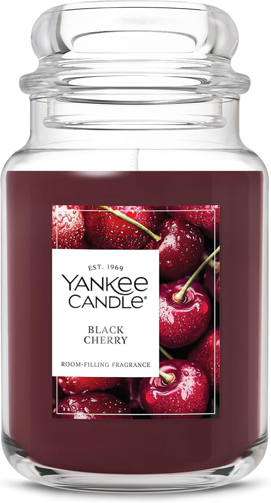Yankee Candle Black Cherry, Scented Candle, 22oz Large Jar with up to 150 Hour Burn Time, Giftable