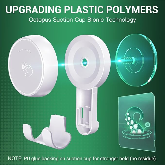 LUXEAR Suction Hooks Powerful Vacuum Suction Cup Hooks-2PACK Razor 2pack Single White