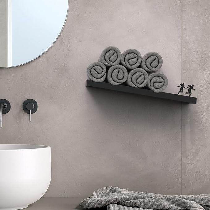 Artori Floating Toilet Paper Shelf Storage - Bathroom Wall Decorations, Tilted Wall Toilet Paper Holder, Mounted Toilet Decor Organizer for Tissue Rolls, Wipes, Towels, & More - Avalanche Black