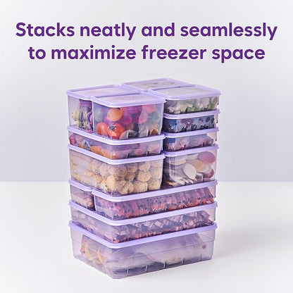 Twist-Release Freezer Containers,10 Pack Flexible When Frozen | Anti-Break, BPA-Free, Stackable | Made in Korea
