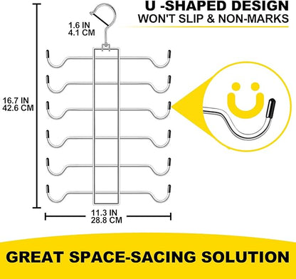 Metal Tank Top Hanger 2 Pack, Space Saving Bra Organizer with 24 Easy Access Hooks, 360° Swivel Closet Organizers and Storage, Apartment College Dorm Room Essentials, Small Space Organization Solution