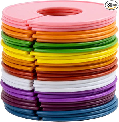 30PCS Closet Dividers Clothes Organizers - Sukh Closet Organizers Plastic Clothes Size Dividers Labels Separators for Garment Organizer Boutique Hanger Clothing Rack No Burrs 10 Assorted Colors