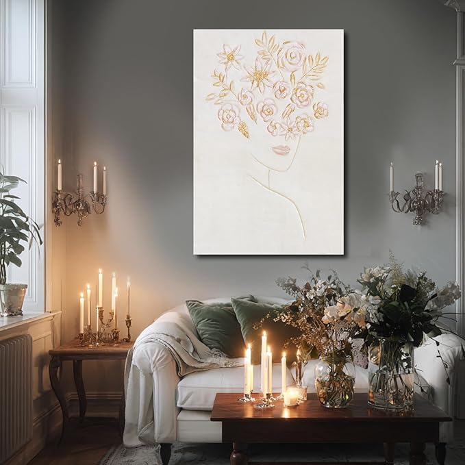 ZENPEE Pink Abstract and White Modern Wall Art – Neutral Tones Canvas Painting for Living Room, Bedroom, Office – Textured Artwork – 32x48 Inch