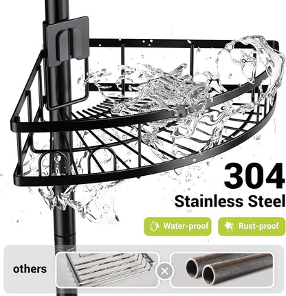 Aitatty Corner Shower Caddy Standing: 4-tier Rustproof Shower Organizer Shelf - Floor Shower Corner Shelf for Bathroom, Renters, Apartment & Dorm