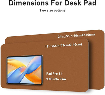 Aothia Faux Leather Desk Mat - Non-Slip PU Leather Desk Blotter, Waterproof Writing Surface, Large Desk Pad for Office & Home (Brown, 55" x 17")