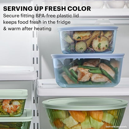 Pyrex Colors Tinted (4 Cup) Medium Round Food Storage Container, Snug Fit Non-Toxic Plastic BPA-Free Lids, Freezer Dishwasher Microwave Safe
