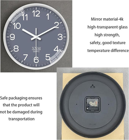 XNM Small Grey Minimalist Wall Clocks Battery Operated 8 Inch Classic Analog Clock for Living Room Kitchen Office Bedroom Modern Wall Clock Silent Non Ticking
