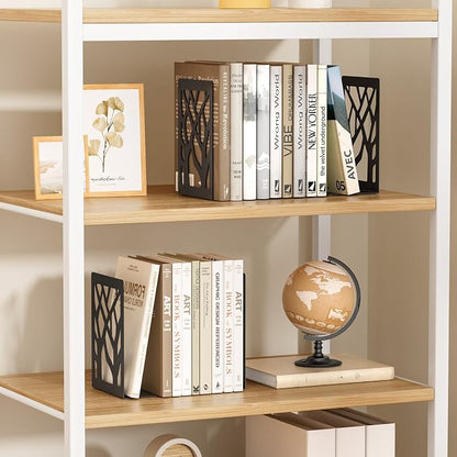 MaxGear Book Ends Tree Design Modern Bookends for Shelves, Non-Skid Book Holder, Heavy Duty Metal Book Storage for Books/CDs, Decorative Book Stopper for Home, 7 x 4.7 x 3.5”, Black,2 Pair/4 Pieces
