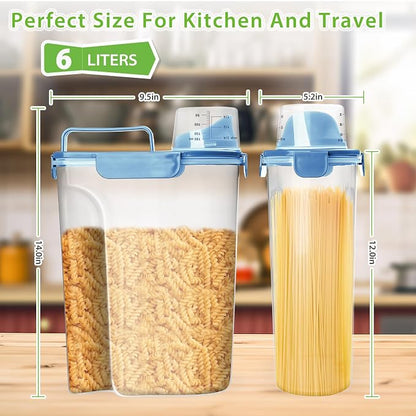 Viretec Rice Storage Container, 5 to 10lb Dry Food Airtight Dispenser, Pet Dog Cat Food Canister, BPA Free Clear Plastic Kitchen and Pantry Organization Bin for Oatmeal, Grain, Cereal, Pasta, Flour