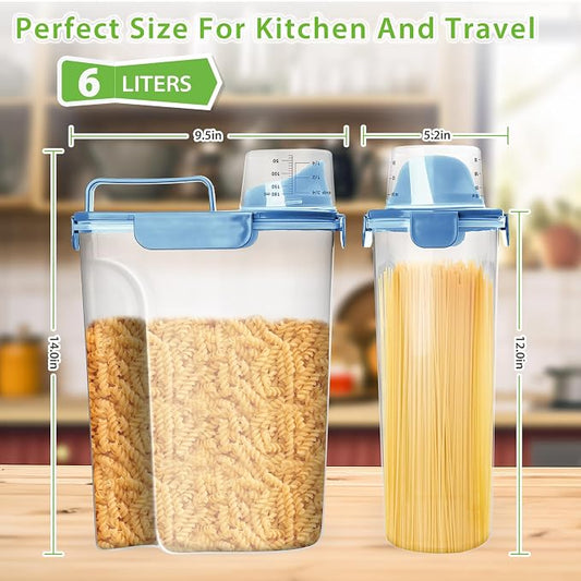 Viretec Rice Storage Container, 5 to 10lb Dry Food Airtight Dispenser, Pet Dog Cat Food Canister, BPA Free Clear Plastic Kitchen and Pantry Organization Bin for Oatmeal, Grain, Cereal, Pasta, Flour