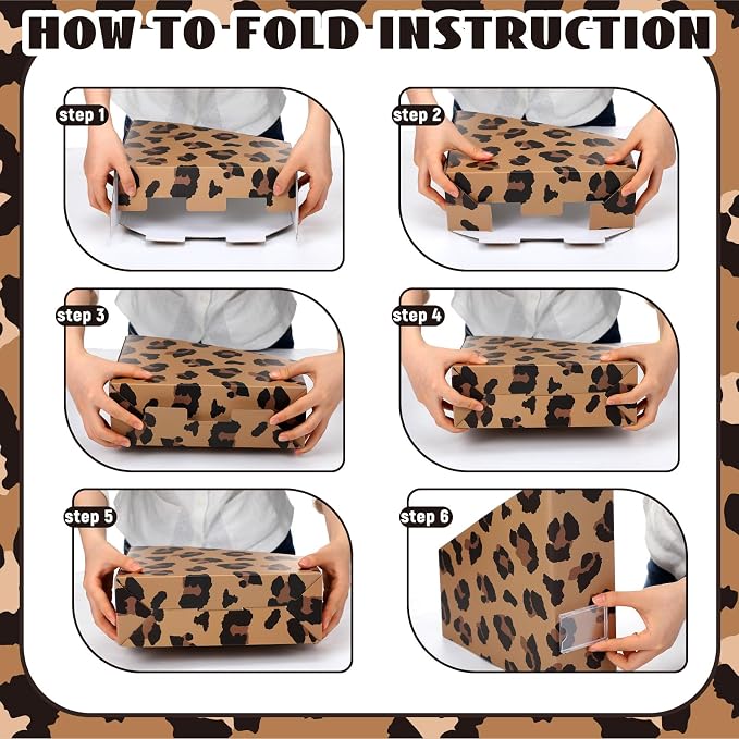 AmazingSpark Set of 4 Leopard Print Magazine Holder Decorative Foldable Magazine Storage Boxes with Acrylic Label Holders Coquettish Boho Organizer for Office Home Organization Storage