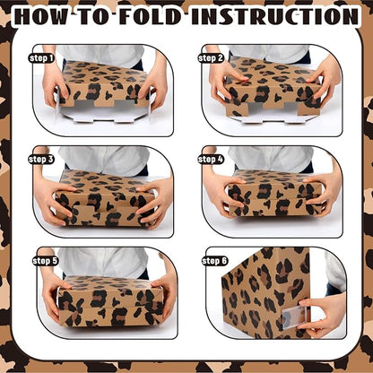 AmazingSpark Set of 4 Leopard Print Magazine Holder Decorative Foldable Magazine Storage Boxes with Acrylic Label Holders Coquettish Boho Organizer for Office Home Organization Storage