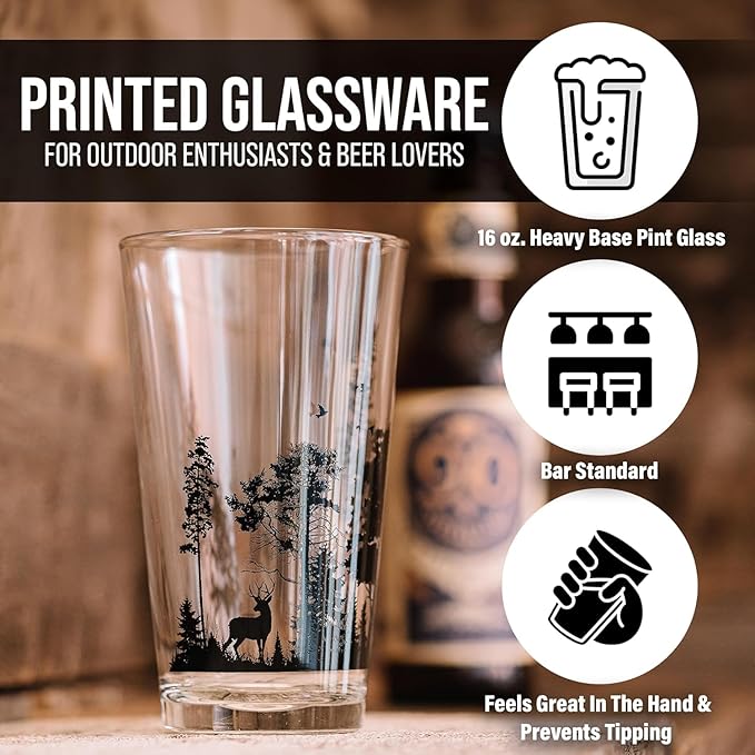 Set of 2 Pint Glasses - Funny Beer Glasses with Kraken Sinking Submarine - Premium Drinking Glasses 16oz. Capacity