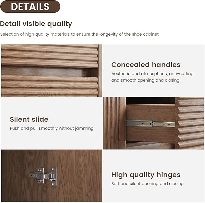 45.7" Wide Shoe Cabinet, Large Shoe Storage Cabinet with 3 Drawers & 2 Grille Doors, 3-Tier Farmhouse Walnut Shoe Organizer Rack for Entryway, Hallway, Living Room
