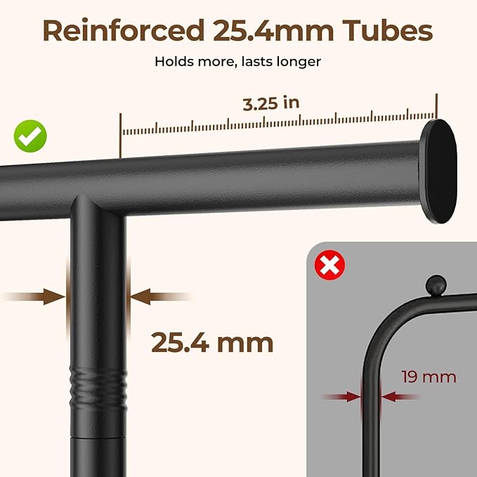Clothes Rack, Clothing Rack for Hanging Clothes, Rolling Garment Rack Sturdy Coat Rack Portable Wardrobe Rack Metal Closet Rack for Bedroom Laundry Living Room, Black