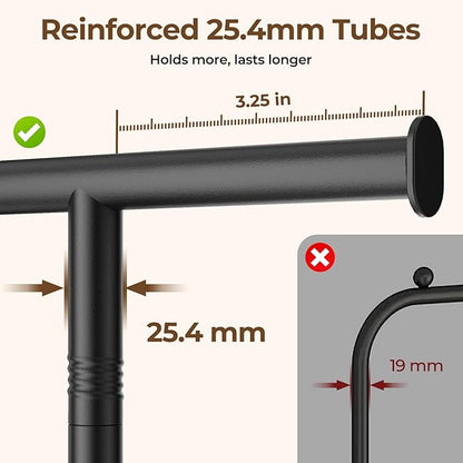 Clothes Rack, Clothing Rack for Hanging Clothes, Rolling Garment Rack Sturdy Coat Rack Portable Wardrobe Rack Metal Closet Rack for Bedroom Laundry Living Room, Black