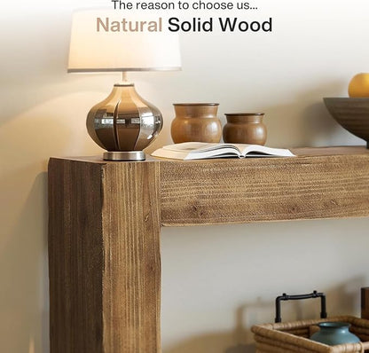 Tribesigns 63-Inch Solid Wood Console Sofa Table, Farmhouse Long Entryway Table Behind Couch for Living Room, Entrance, Hallway, Foyer, Easy Assembly