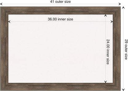 Amanti Art White Cork Board for Wall, 29x41 Vision Board with Brown Wood Frame, Large Corkboard Office Decor for Home Organization, Rustic Farmhouse Corkboard Pinboard to display items for home