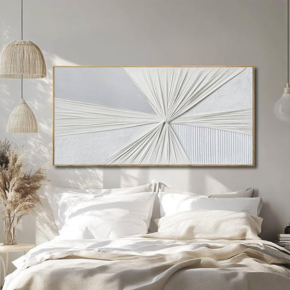LEVERUP Canvas Wall Art - Abstract Pictures for Dining Room - White Wall Decor 24 x 48 Inches - Modern Art Wall Decor for Bedroom Kitchen Living Room Office