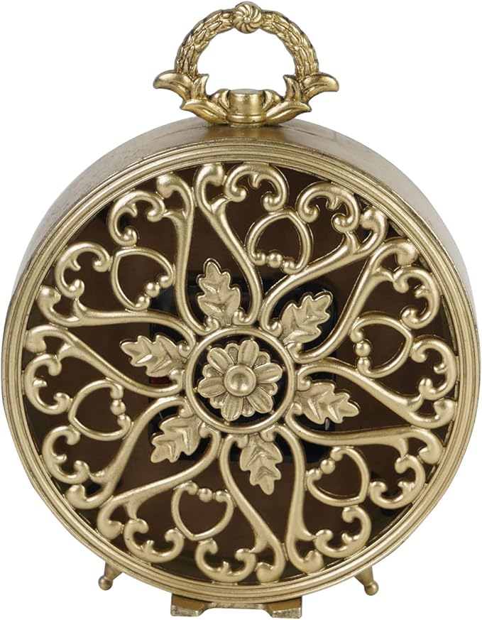 NIKKY HOME Table Clock, Vintage Desk Clock, Gold Table Clocks Non-Ticking Battery Operated Decorative Shelf Clock for Living Room Bedroom Gift Clocks