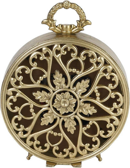 NIKKY HOME Table Clock, Vintage Desk Clock, Gold Table Clocks Non-Ticking Battery Operated Decorative Shelf Clock for Living Room Bedroom Gift Clocks