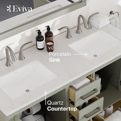 Eviva Aberdeen 48 Inch Bath Vanity with Sink- Gray Bathroom Vanity with Carrara Quartz Top