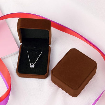 Lamoutor 1Pcs Velvet Necklace Pendant Gift Box Jewelry Gift Box (Coffee Color)