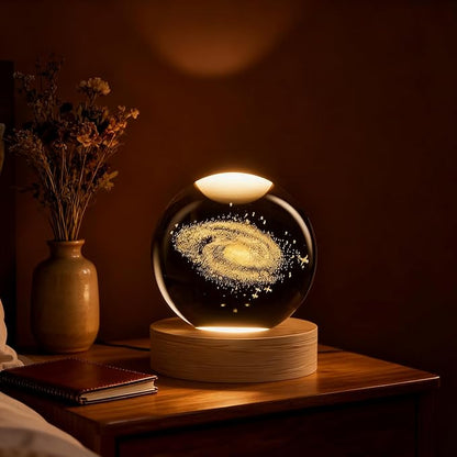 3D Galaxy Crystal Ball, 2.4 inch Universe Gifts Decorative Quartz Glass Ball, Space Astronomy Decor Present Glass Sphere, Physics Display Sculpture Home Decor Crafts for Office Desk Home