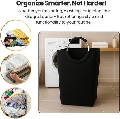Laundry Basket with Handles - Tall Washing Bin for Laundry Room - Handy Hanging Dirty clothes Baskets & Freestanding Hampers for Bedroom Aesthetic, Dorm, Bathroom, Storage Bag for Clothes (100L)
