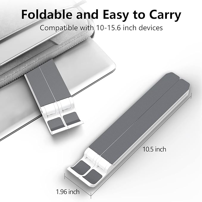 Tonmom Laptop Stand for Desk, Adjustable Laptop Riser ABS+Silicone Foldable Portable Notebook Holder, Ventilated Cooling Notebook Mount Computer Stand for 10-15.6” Laptops,Tablets-White