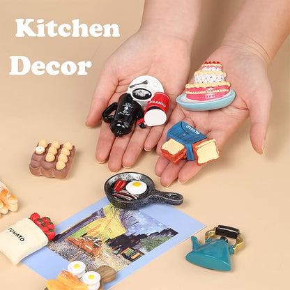 12pcs Food Fridge Magnets for Fridge Fun Cute Magnet Refrigerator Stickers for Kitchen Magnet Decorative Strong Resin Magnets Home Decor Office
