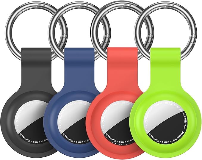 Compatible with AirTag Holder Case Keychain 4 Pack, for AirTag 1st & 2nd Generation Key Chain Ring Case Cover for Air Tag Holder GPS Tracker Item Air Tags Finders Air Tagholder for Kids,Bags,Luggages
