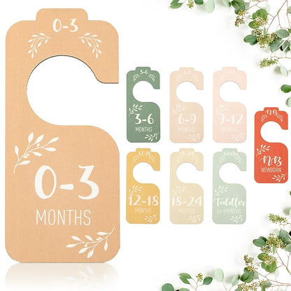 Colorful Baby Clothes Dividers for Closet - 8 Pcs Wooden Baby Clothes Tags Organizer from Newborn to 24 Months Easily Organize Your Nursery Room for Girl and Boy