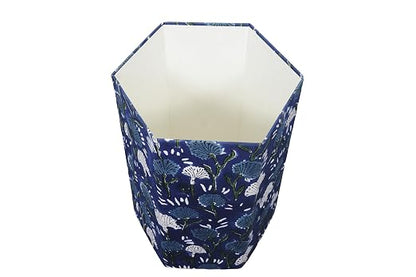 Generic 3.3 Gallon Cotton Hand Block Printed Paper Waste Basket |Small Decorative Trash Can for Housewarming Gifts in Living Room, Bedroom, Bathroom | Eco-Friendly, Plastic-Free (1, BLUE FLOWAR)