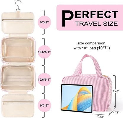 TOPEAST Gifts for Teen Girls Kids - Travel Hanging Toiletry Bag, Personalized Initial Toiletry Pouch, Gifts for Mom Daughter Sister Friends, Letter C, Pink