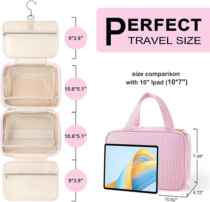 TOPEAST Travel Toiletry Bag for Women - Hanging Toiletry Bag, Personalized Initial Toiletry Bags for Traveling Women, Portable Travel Toiletry Bag for Toiletries, Cosmetics - Letter H, Purple