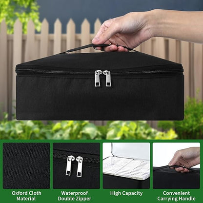 26 Slots Seed Storage Organizer Box, Oxford Cloth Seeds Insulated Bag with Label Stickers, Dual Zipper Seed Packet Container for Vegetable Flower Plants Garden, Holds 80-200 Envelopes