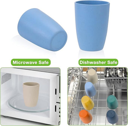 Mfacoy Wheat Straw Cups Set of 6, 20 oz Unbreakable Reusable Stackable Tumbler Water Cup Set for Kitchen, BPA Free, Dishwasher & Microwave Safe, Cups with 6 Colors