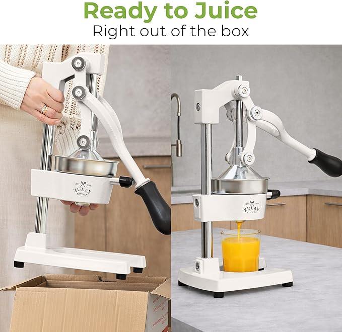Zulay Kitchen Cast Iron Juicer - Heavy Duty Manual Juicer with Detachable Strainers for Easy Cleaning, Orange Juice Press for Citrus Fruits, Perfect for Bartenders, Juice Lovers & Health Enthusiasts