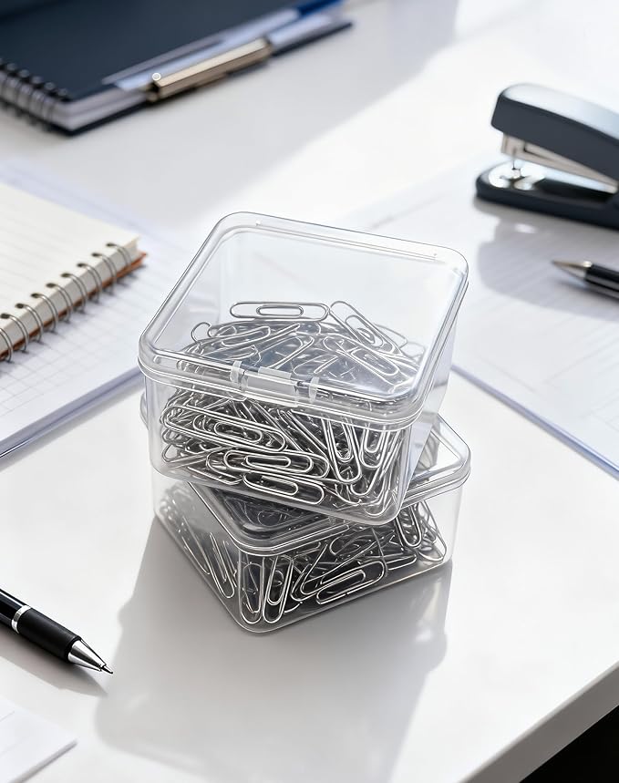 LJY 60 Pieces Square Mini Clear Plastic Storage Containers Box Case with Lids for Small Items and Other Craft Projects (Transparent, 2.5 x 2.5 x 1.4 inch)