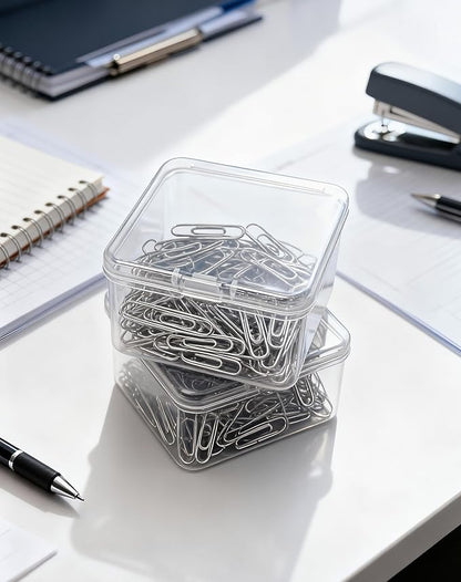 LJY 60 Pieces Square Mini Clear Plastic Storage Containers Box Case with Lids for Small Items and Other Craft Projects (Transparent, 2.5 x 2.5 x 1.4 inch)