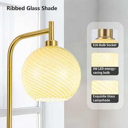MAYNA Glass Floor lamp Living Room, Modern Vertical lamp, Remote Control Switch with Glass lampshade, 67-inch high lamp Suitable for Bedroom and Study (2700K LED Bulb Included)